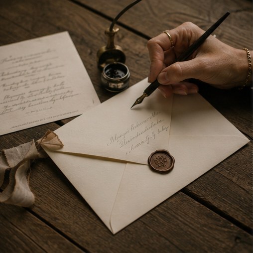 A sealed envelope with calligraphy