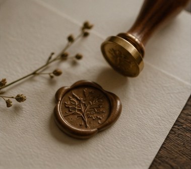 A brass wax seal and stamp