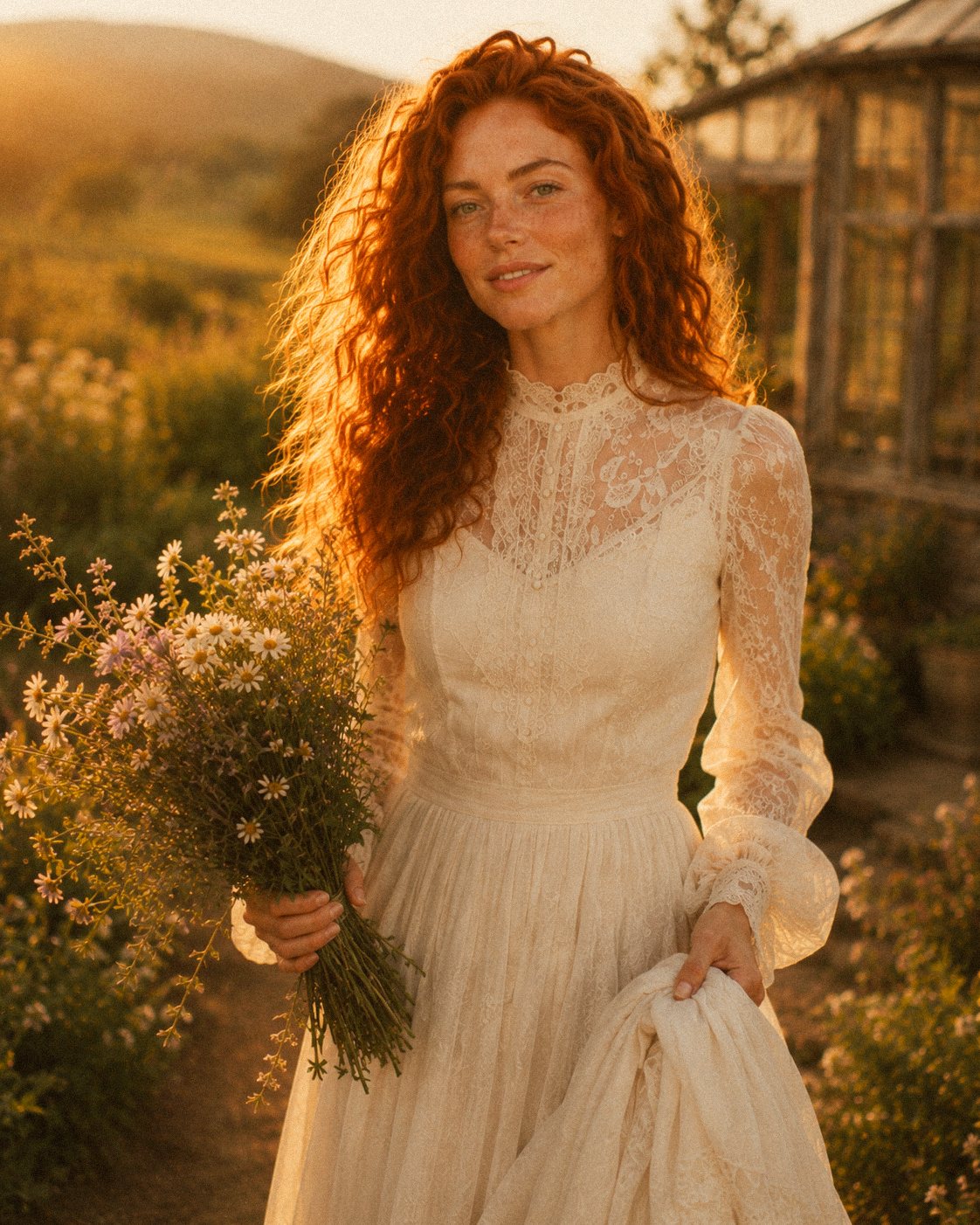 Sam among the wildflowers at golden hour