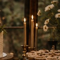 Taper candles + brass