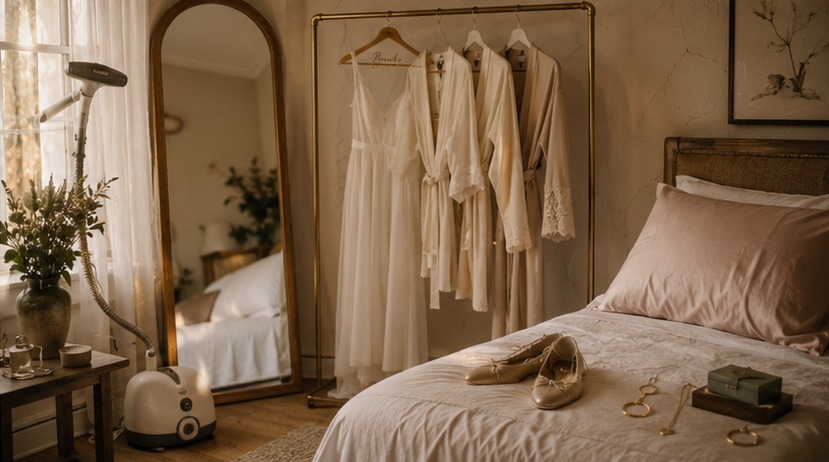 Wedding getting-ready room, itemized